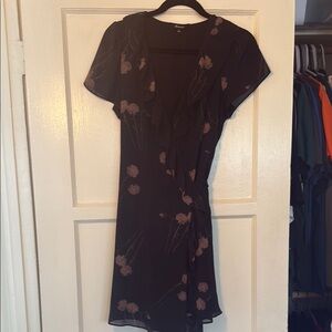 Madewell Black Flutter Sleeve Sheath Mini Dress